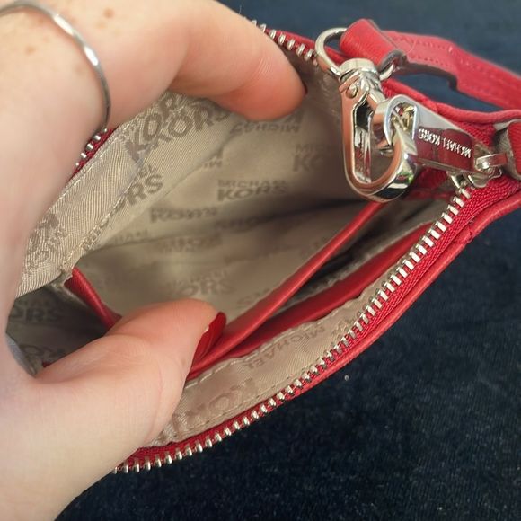 Michael Kors Red Leather Quilted Pouch Wallet - Picture 8 of 9